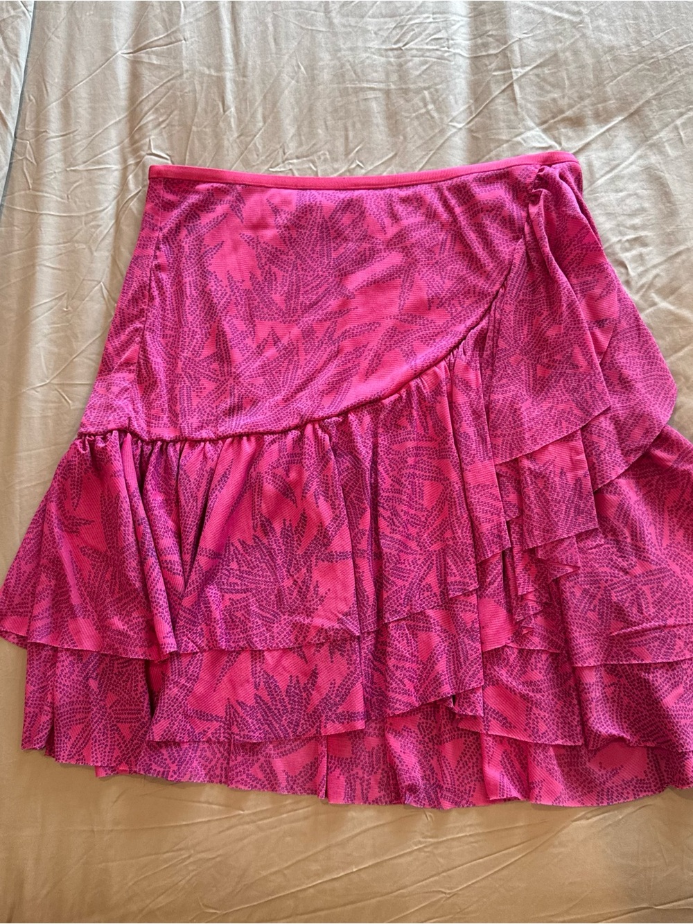Diane Von Furstenberg Bright Pink Tiered Ruffle Skirt
